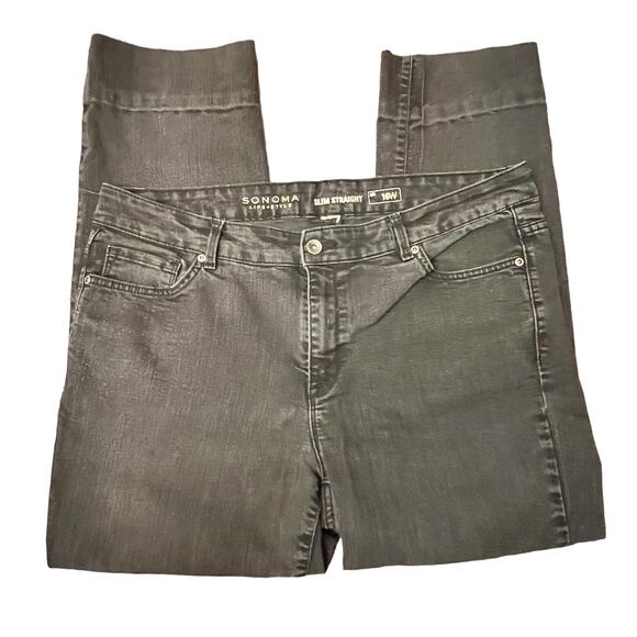 Sonoma Denim - Z DRAFT - Sonoma Life & Style Black Slim Straight Jeans Size 16W